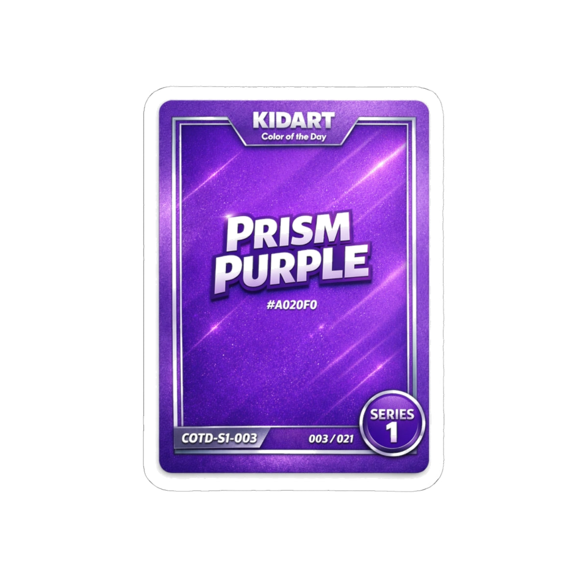 Prism Purple — #003/021 (Series 1) | KidArt Color of the Day Sticker Set (Front + Back)